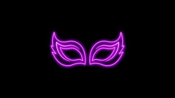 Purple glowing neon line of gala musk icon, on black background, 4K motion graphics animation, neon effect video