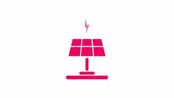 Renewable energy icon, isolated on white background, 4K motion graphics animation, light crimson color icon video