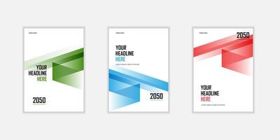Modern folding ribbon theme book cover template in gradient color. A4 size book cover template for annual report, magazine, proposal, portfolio, brochure vector