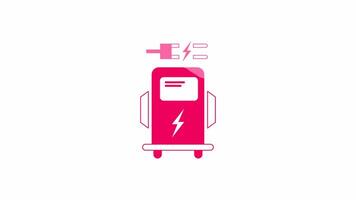 EV charging icon, isolated on white background, 4K motion graphics animation, light crimson color icon video