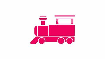 Train icon, isolated on white background, 4K motion graphics animation, light crimson color icon video