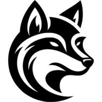 Tattoo of sly fox face side view in monochrome. Engraving minimalistic image in black ink drawing on white background vector