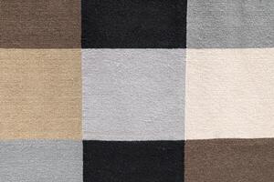 Neutral Toned Woven Fabric Checkerboard Pattern. textured woven fabric featuring a checkerboard pattern in neutral tones. photo