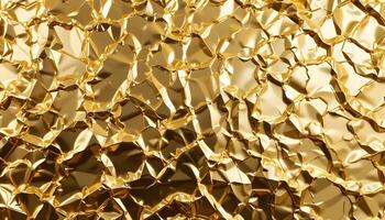 Abstract Golden Texture Crinkled Foil Background Rich Metallic Surface Luxurious Golden Hues Shiny and Gleaming Wrinkles photo