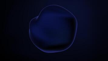 Blue water bubble on dark backdrop. Abstract liquid distorted sphere. 3d render animation loopable. Blue futuristic technology 3d sphere seamless flow. Abstract sphere glowing energy orb and ball. video