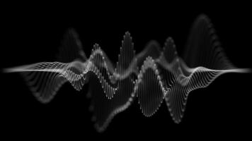 Abstract white on black background of sound waves. Abstract wave motion equalizer. Seamless loop. Music line graph, white sound wave spectrum animation, music line graph with black background video