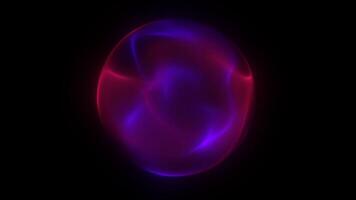 Purple energy magic sphere round high-tech digital ball core of light rays waves lines and energy particles. Abstract background. high quality 4k, motion video