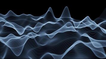 4K Wave line flowing particles abstract background, curvy shape dots fluid array. 3d shape dots mesh, future technology. point wave. Big data. Loop particle wave, big data glowing dots, hi. 3D video
