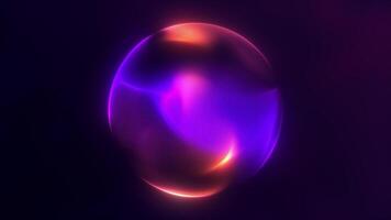Purple abstract glowing energy moving within a sphere. Magic orb swirl with colored plasma . Energy mystic crystal glass. astral or aura twirl, glitter. optical orb rotation. 4k loop, 3D rendering video