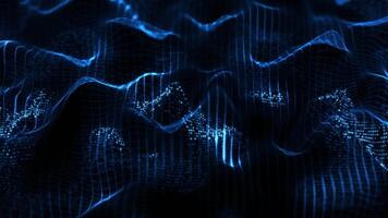 Abstract seamless animation of mesh glowing dots digital luxurious wave particles flows background, Motion of digital data flow. Particles blue wave Cyber technology background loop. video