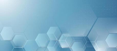 Abstract Blue Hexagon Technology Background with Gradient and Dot Grid Pattern vector