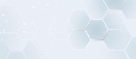 White Hexagonal Medical Background with Soft Light and Bokeh Particles vector