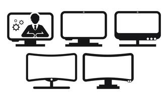 Workstation Icon with Multiple Computer Monitors and Laptop Display vector