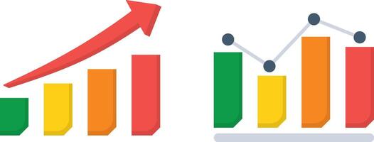Business Growth Chart Icon with Upward Trend and Colorful Columns vector