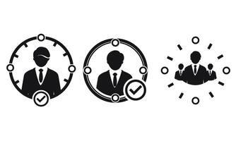 Time Management Icon with Businessman Silhouette and Circular Arrows vector