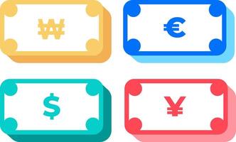 Set of Colorful International Currency Icons in Flat Design vector