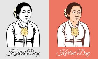 Kartini Day Design with Elegant Script and Portrait in Two Color Variations vector