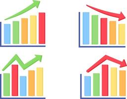 Set of Financial Fluctuation Chart Icons in Flat Design vector