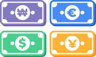 Set of Flat Currency Icons for Financial Transactions vector