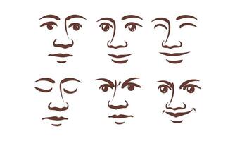 Set of Cartoon Face Expressions Showing Various Emotions vector