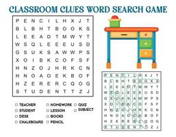 Classroom Clues Word Search Game for kdis vector