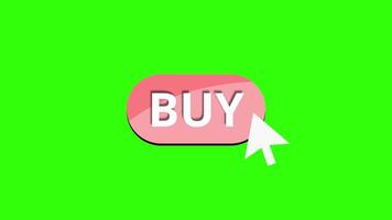 Buy now button animation, buy button pressed with the cursor, call to action video