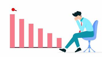 Abstract business loss and graph chart icon animation background, business chart graph with fall business concept, businessman sad, negative, crisis, deficit, bankrupt video