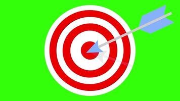 Hit a target or goal with an arrow animation on a green screen background, bow arrow fly on the target animation, shooting, target 1 time, aim, sign video