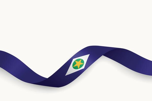Mato Grosso flag on Waving ribbon. State of Brazil