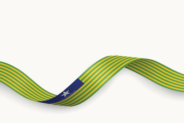 Piaui flag on Waving ribbon. State of Brazil