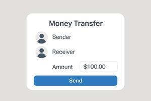 Simple money transfer UI with details vector
