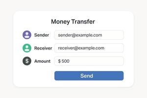 Simple money transfer UI with sender and receiver details vector