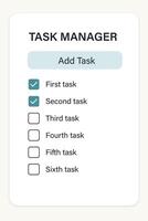 Task Manager App with Checkboxes Interface vector