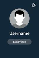User Profile Screen with Avatar, Username, and Settings vector