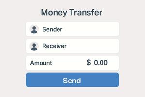 Simple money transfer UI with sender and details vector