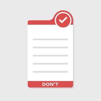 A don't list with a tick mark on it vector