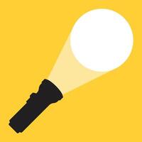 A flashlight with a white light on a yellow background vector