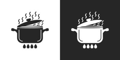 A black and white illustration of a pot with a lid on it vector
