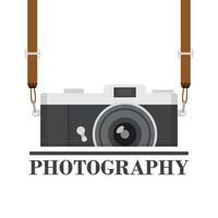A camera with the word photography on it vector