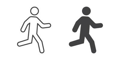 Two people running in different directions, one is running and the other is walking vector