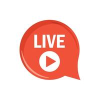Live chat icon with a play button vector