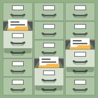 File cabinet with file folders and papers vector
