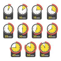 A set of different clocks with different times vector