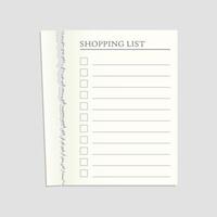 Shopping list template with torn paper on white background vector