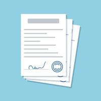 A stack of papers with a blue background vector