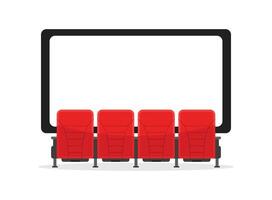 A movie theater with red chairs and a screen vector