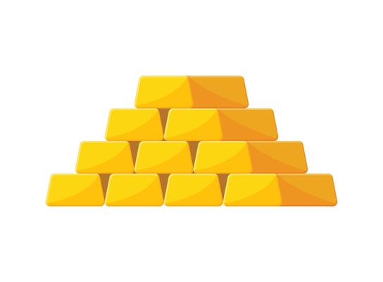 Golden pyramid icon in flat style on white background