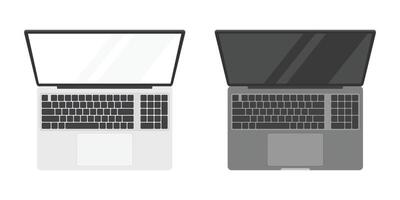Two laptops with different colors on the screen vector