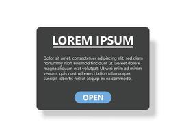 An open button with the text lorem ipsum vector