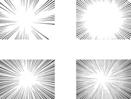 Manga speed lines. Comic book action lines isolated on transparent background. Manga anime action frame lines. Abstract explosive template vector